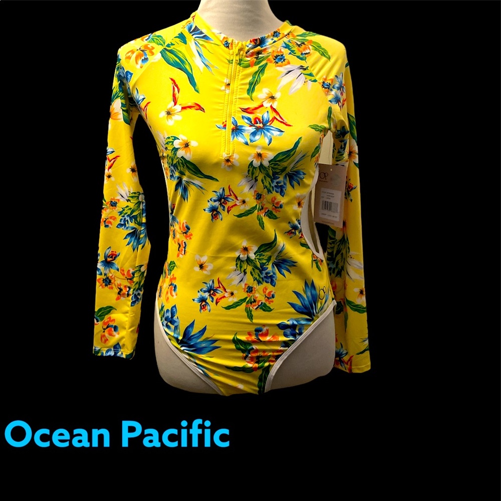 OP Long Sleeve Floral Swimsuit NWT